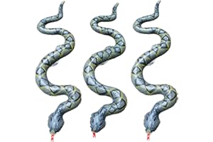 ISHYAN Inflatable Snake,3 Pack Fake Snakes 37.4 inch Large Inflatable Snakes for Garden Pool Halloween Decoration