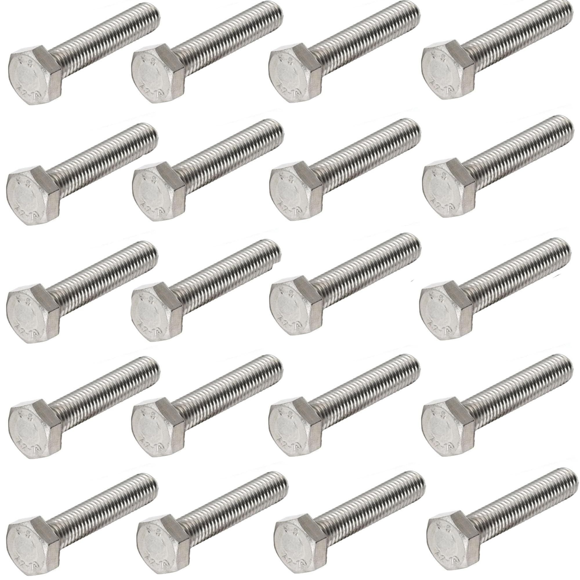 M5 x 60mm Hex Head Bolts Fully Threaded – A2 304 Stainless Steel Hexagon Set Screws DIN 933 Metric Fasteners for General Engineering, Construction & DIY (Pack of 20)