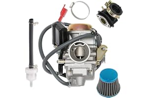 RYTIME PD24J GY6 150cc Carburetor Compatible for Moped ATV Go Kart Scooter 125cc 150cc 4-Stroke 150cc Engine Kazuma Taotao Roketa SunL Baja Eagle Chinese Go Kart GY6 Carb with Air Fuel Filter
