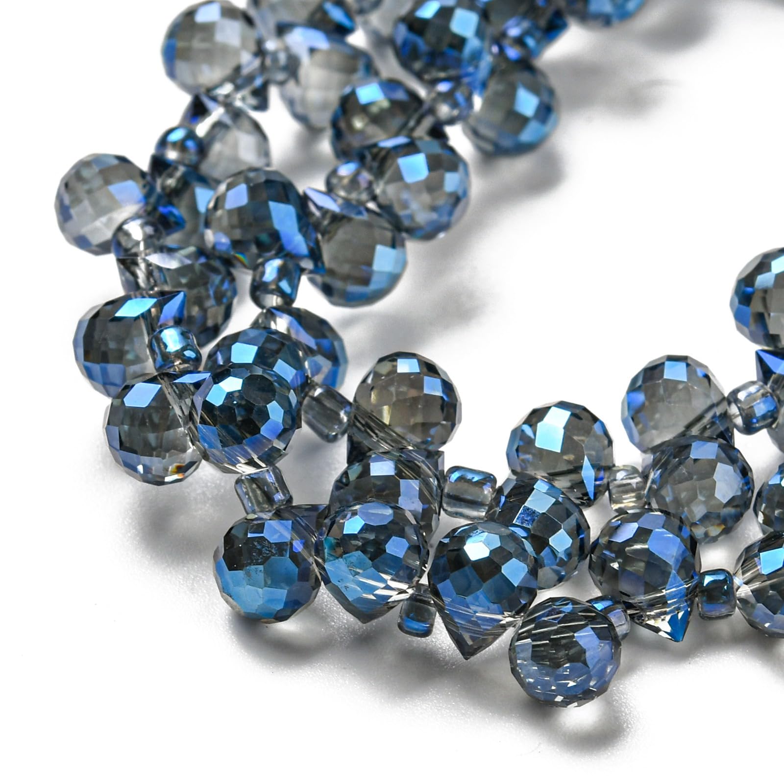Hobbspring About 108Pcs Electroplated Glass Beads 5x6mm Transparent Glass Beads Bulk Crystal Teardrop Beads Sparkle Beads Faceted Loose Spacer Beads for Bracelet Necklace Jewelry Making