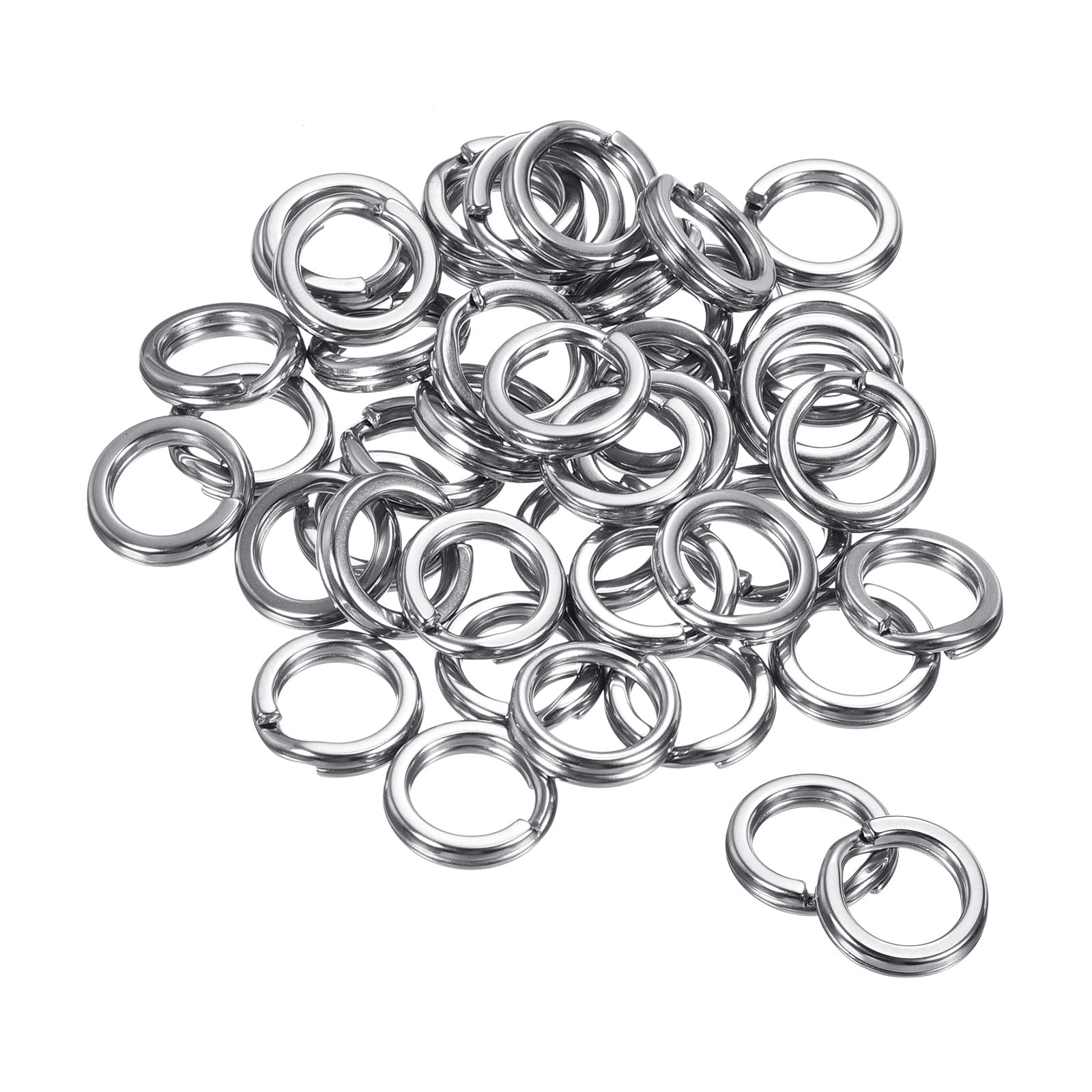 PATIKIL 1.6mm x 12mm Fishing Split Rings, 50 Pack 304 Stainless Steel Double Flat Ring Lure Connector for Saltwater Freshwater — image 1