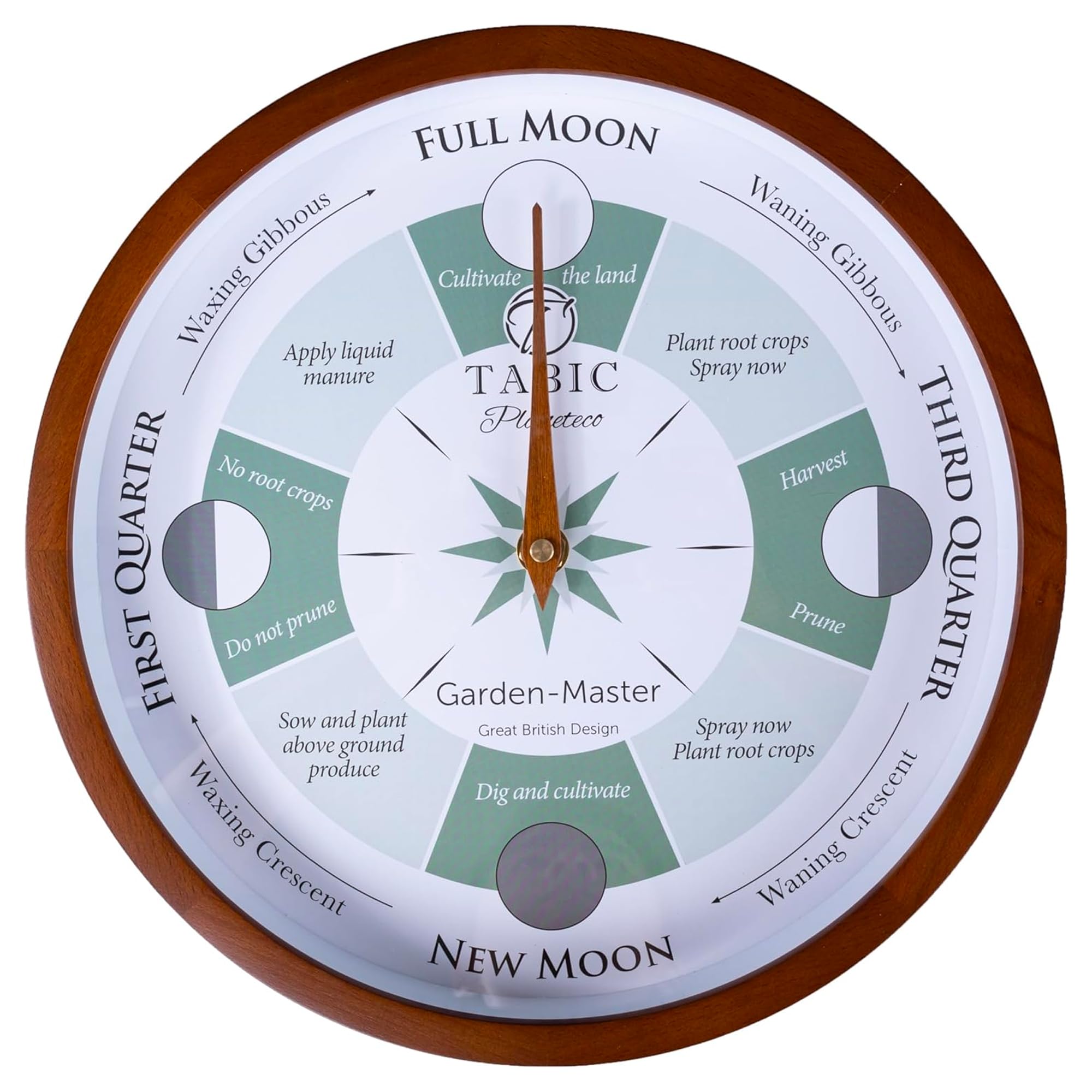 Tabic Planeteco Garden Master - Moon Gardening Clock - farmers almanac and lunar cycle -Essential Gardening Tool for Biodynamic & Organic Gardening - Transform Your Garden - Dark Stain