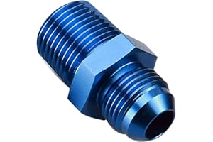 AC PERFORMANCE Aluminum 4AN Flare to 1/4 NPT Male Hose Fitting Adapter Union Fuel Oil Line Pipe Connector, JIC 4AN 7/16-20 Male Flare to 1/4" NPT Male Thread Blue Anodized