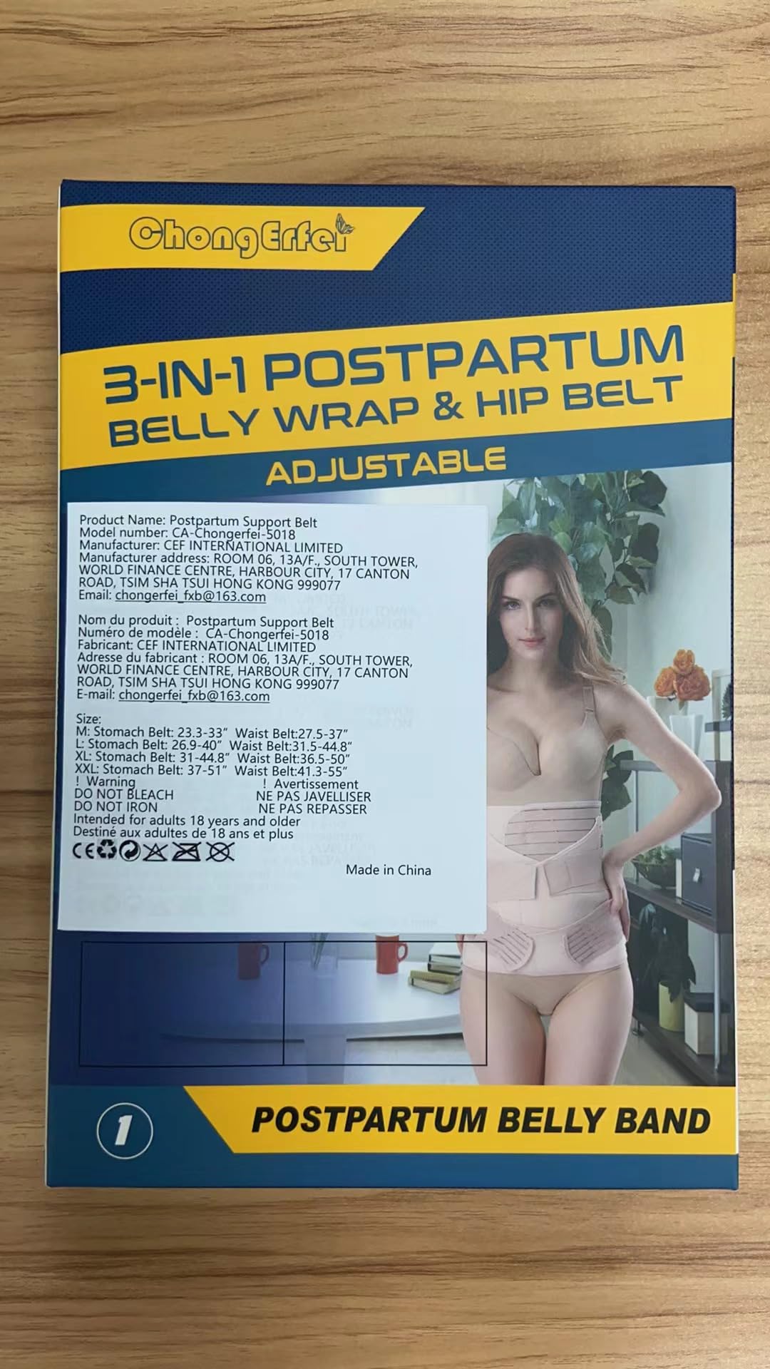 ChongErfei Postpartum Support Recovery Belly Wrap Waist/Pelvis Belt Body Shaper Postnatal Shapewear (Zblack, One Size (Pack of 1))