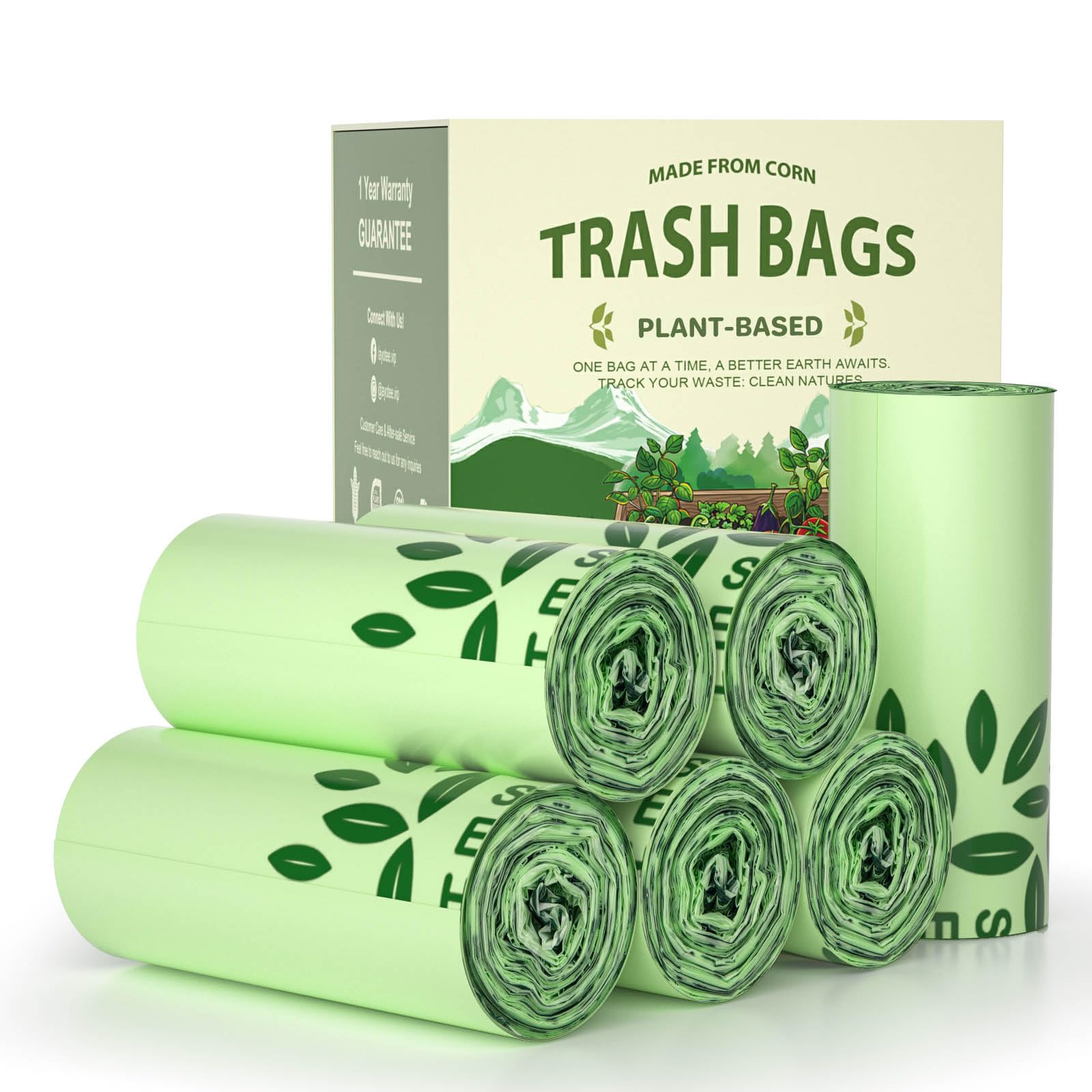 Photo 1 of 150 Count 1.6-2 Gallon Small Compost Bags, AYOTEE Biodegradable 1.6 Gallon Trash Bags, Certified By ASTM Mini Compostable Bags Strong Wastebasket Can for Bathroom Home Kitchen Fit 7.5 Liter, Green