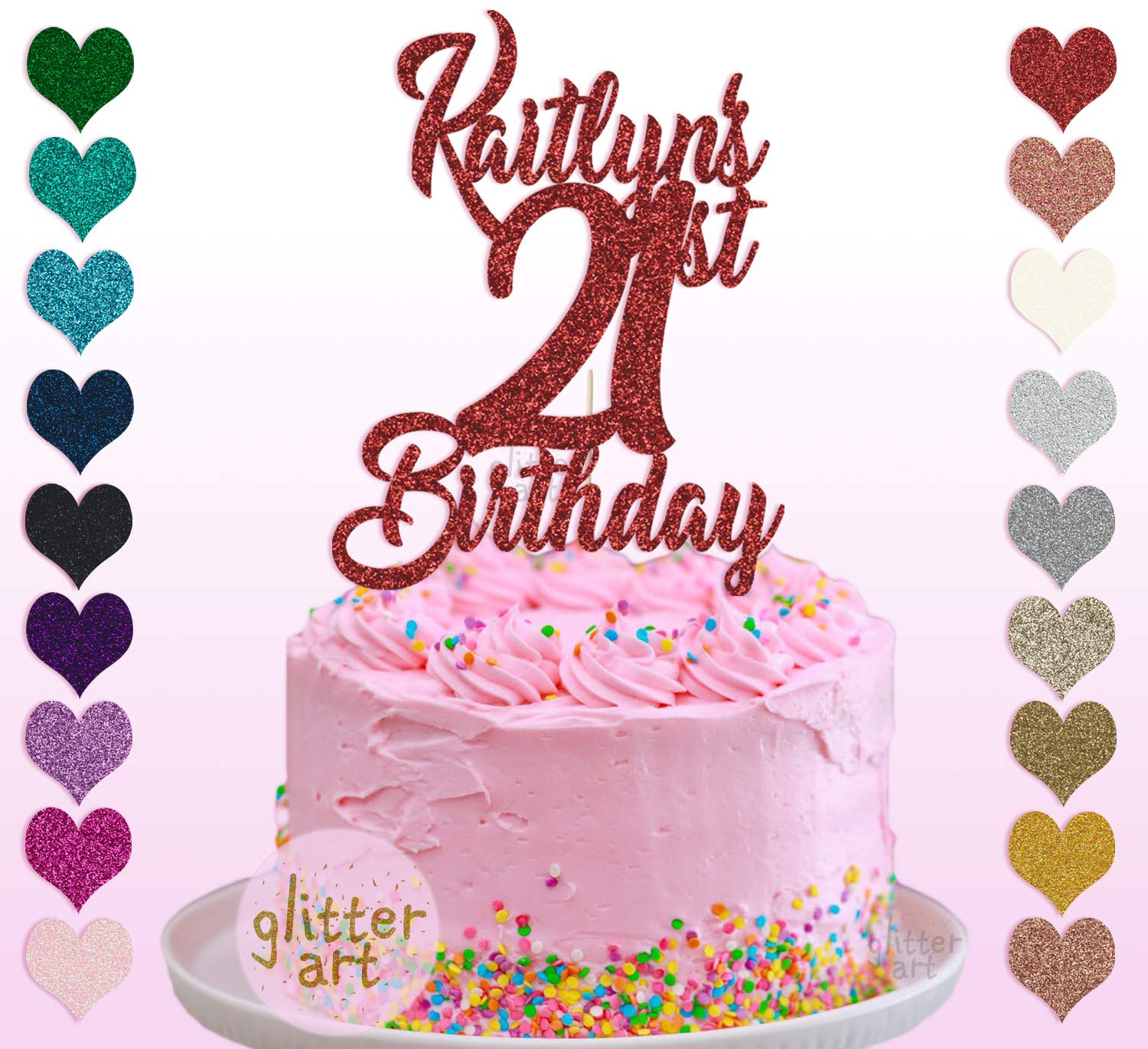 gd In Patisserie Ustensiles A Patisserie Karens Cake Toppers Decoration De Gateau Danniversaire 21 Ans Personnalisable 16 Cm In Width Red