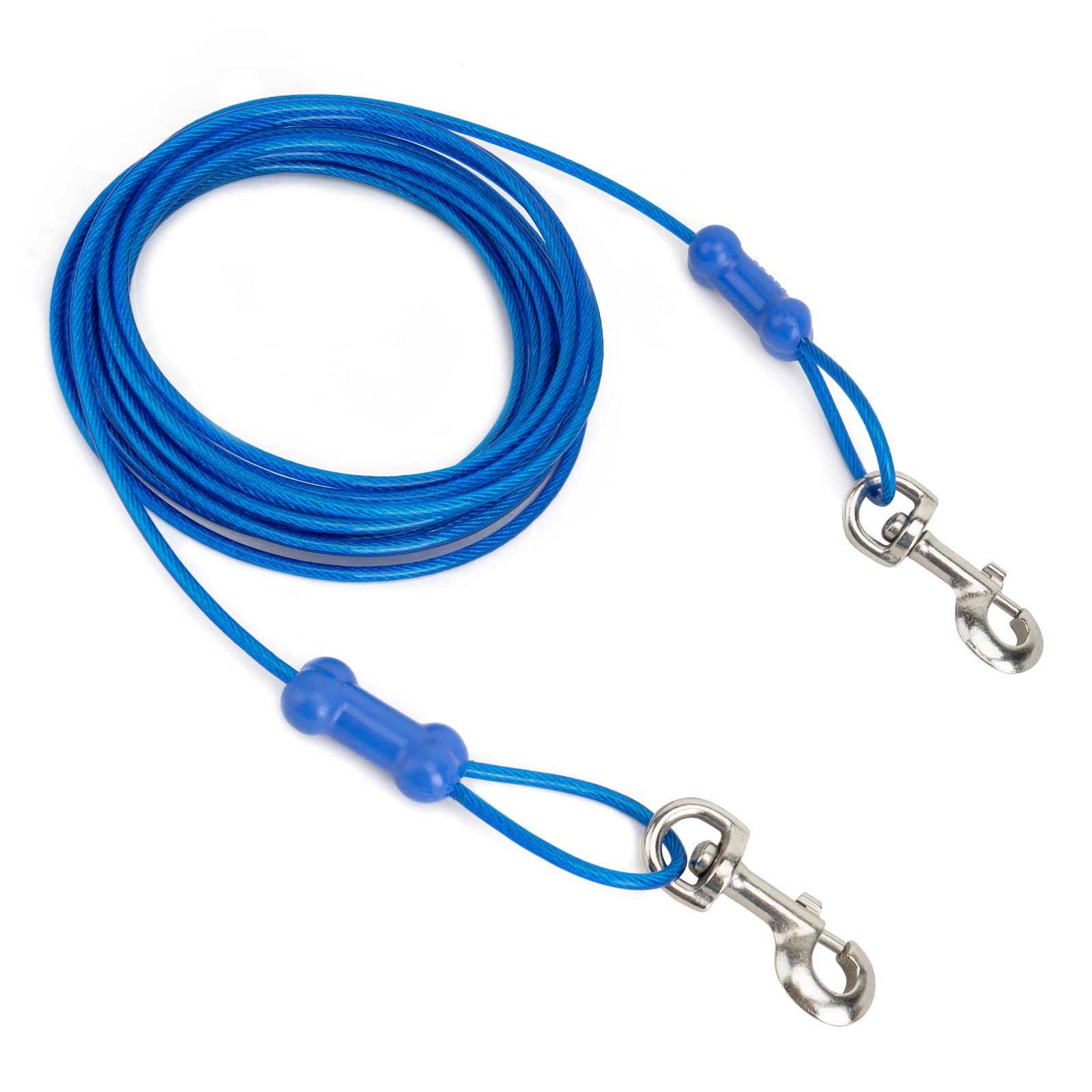 Petphabt heavy duty Dog tie out cable 20ft(6m) medium large dog for outdoor yard camping garden park pet tie out cable Blue 90lbs