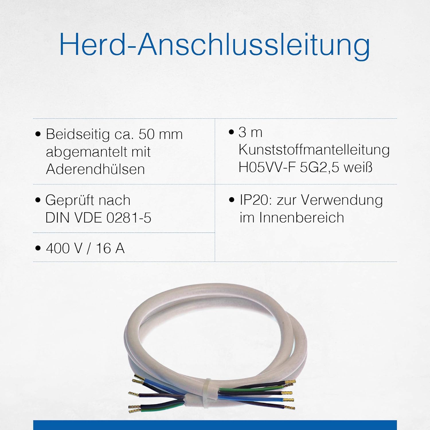 as - Schwabe 70868 Oven Connection Cable 3 m H05VV-F 5G2.5 White/IP20 Interior Use, 1 - Pack - Image 4
