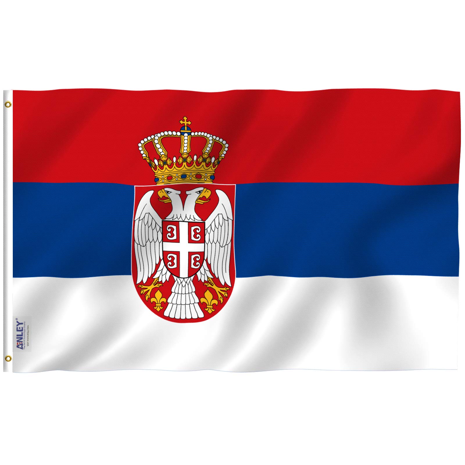 ANLEY Fly Breeze 3x5 Feet Serbia flag - Vivid Color and UV Fade Resistant - Canvas Header and Double Stitched - Serbian Flags Polyester with Brass Grommets 3 X 5 Ft