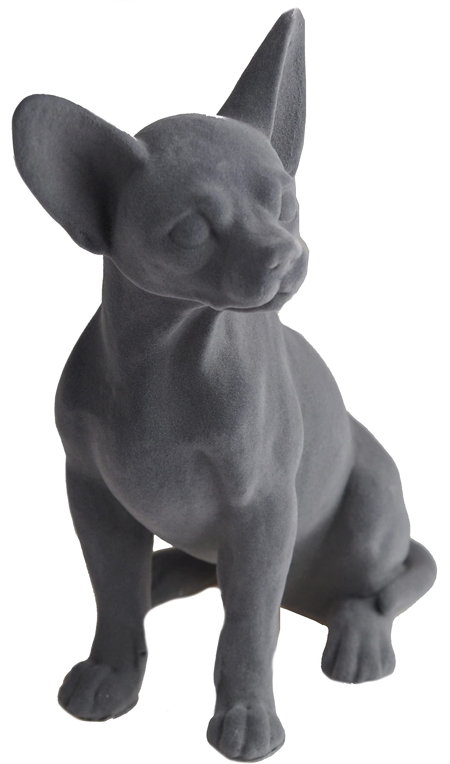L&P Grey Velvet Soft Touch 25cm Chihuahua Figurine Ornament