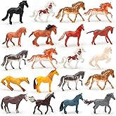 DOITEM 20PCS Tiny Horse Figurines Toy Set, Plastic Pony Small Foal Figures, Birthday Gift Cupcake Horse Cake Topper for Kids Toddlers