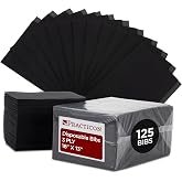 Practicon 125 Pack Black Disposable Patient Bibs, 18" x 13", 3 Ply Waterproof Paper Bib Sheet with Poly Back, Dental, Medical, Tattoo, Nail Tray or Table Cover, 125 Pack