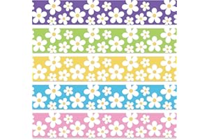 Whaline 69Ft Daisy Flower Bulletin Board Borders 5 Colors Floral Decorative Trim Border Spring Border Stickers for School Wal