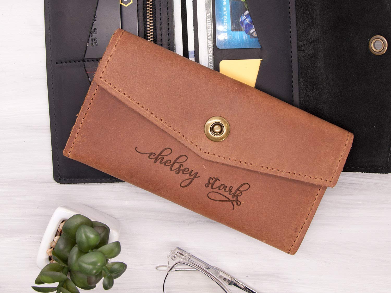 Personalized Leather Womens Wallet Birthday