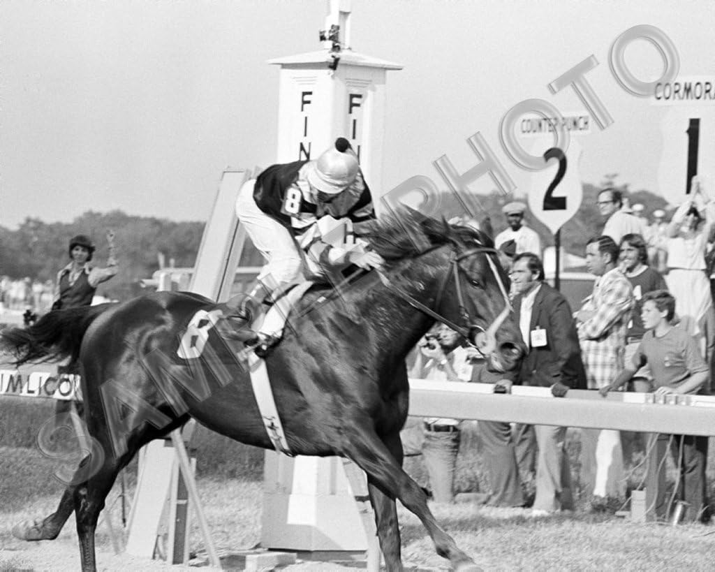 Photographs - SPORTSPHOTOSUSA Seattle Slew 1977 Triple Crown Horse Race Champion Jean Cruguet 8x10 Photo
