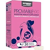 Nutramax Proviable Probiotics for Dogs and Cats, Daily Digestive Health Supplement with Multiple Strains of Bacteria, Cat and Dog Probiotics Plus Prebiotics, 30 Capsules
