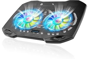 LIANGSTAR Laptop Cooling Pad, Gaming Laptop Cooler with 2 Quiet Big Fans, RGB 7 Color Light Change, Portable USB Laptop Stand 11 to 15.6 Inch, Slim and Easy Carry Working Study Outdoor Travel, 2020