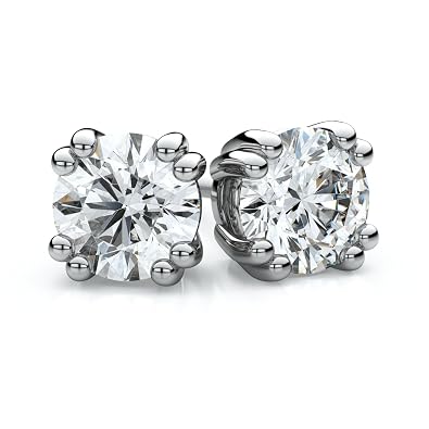 Amazon Com 14k White Gold 1 Carat Diamond Stud Earrings With