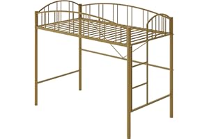 Space-Saving Twin Metal Loft Bed Frame – Arched Guardrail, Safety Ladder, Noise-Free, No Box Seasonal Needed – Kids' Room & D