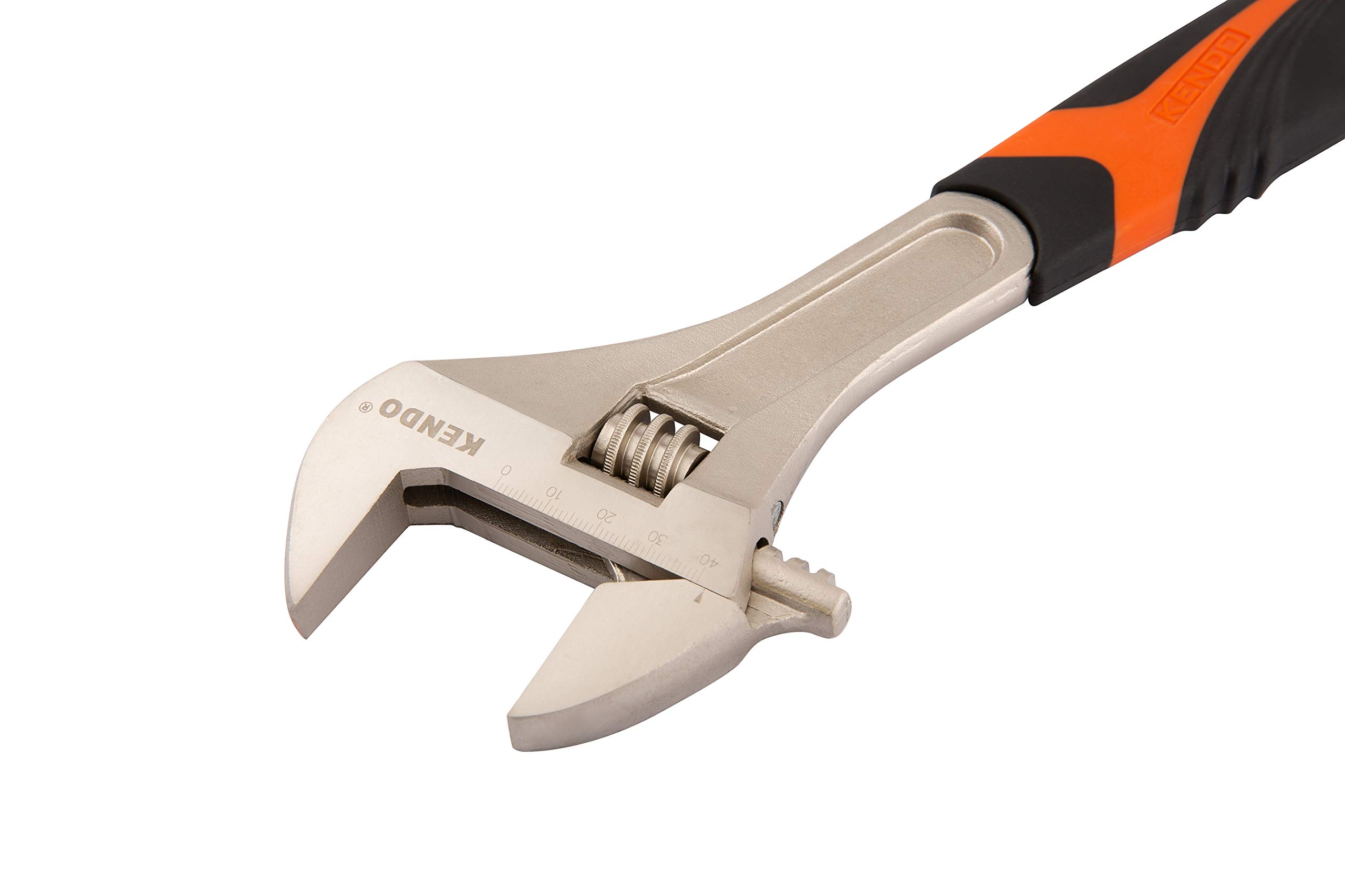 Kendo Rollgabelschlüssel - 300 mm- Max. 40 mm Maulweite - Engländer Werkzeug mit 2 Komponenten Griff - Verstellbarer Schraubenschlüssel mit abgewinkeltem Kopf 5