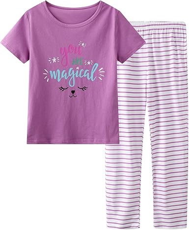Big Girls Pajamas Set Short T-shirt 