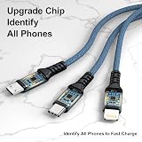 GIANAC 3 Pack 1.2M Multi Charger Cable 3 in 1 USB C Lightning Micro view 4