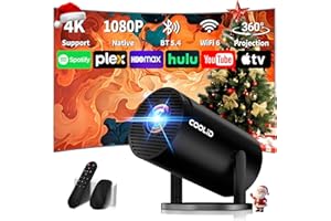 [Built-in Apps & 2025 Upgraded] Mini Projector Support 4K 1080P Auto Keystone 270° Rotatable with WiFi 6 and Bluetooth 5.4, P
