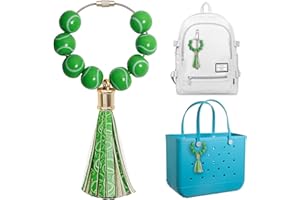 TENCARIA Sport Charms for Bogg Bag, Wooden Beads with Leather Tassel Charms Accessories Decorations Compatible with Simple Modern HandBag Backpack Beach Bag
