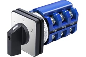 HAOERMEI 3-Position 12-Terminal Rotary Changeover Switch, 660V 63A, Manual Operation, IP66 Rated, Ideal for RV, Boat & Camper