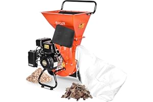 EFCUT 3 in 1 Wood Chipper Shredder Mulcher, 7 HP 212cc Heavy Duty Gas Powered, 3" Inch Max Wood Diameter Capacity, 2 Hoppers Multi-Function with Large Cutting Disc, Included Debris Bag