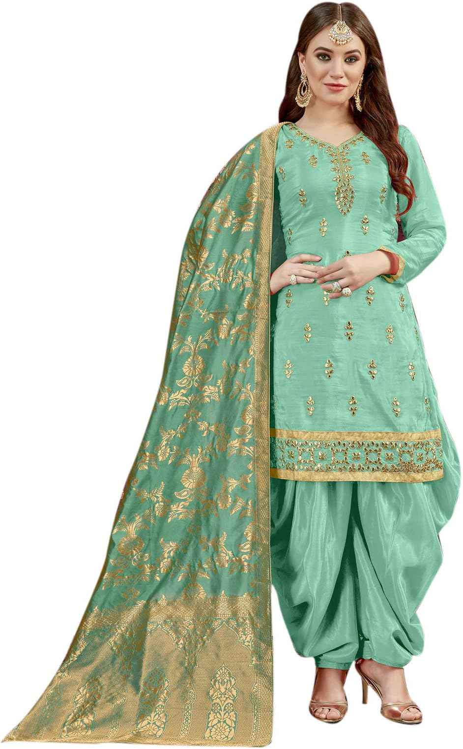 Ready to Wear Patiala Salwar Embroidered Salwar Kameez Suit for Womens 088