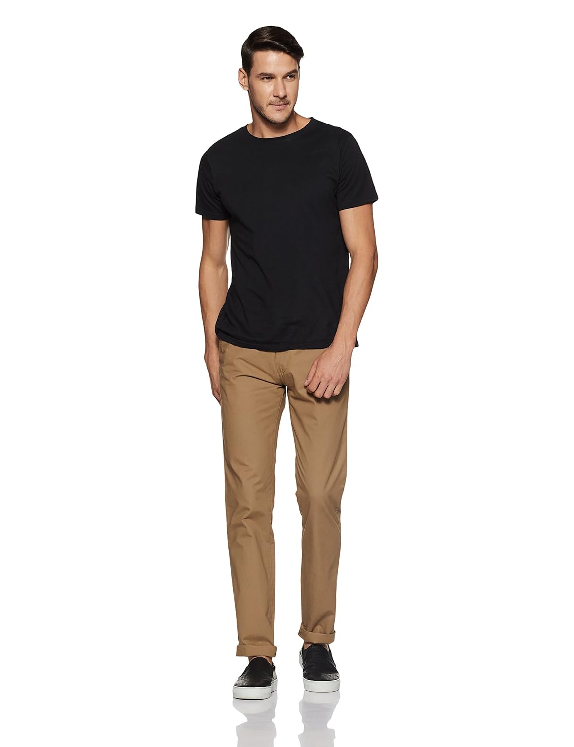 peter england men's slim fit casual trousers