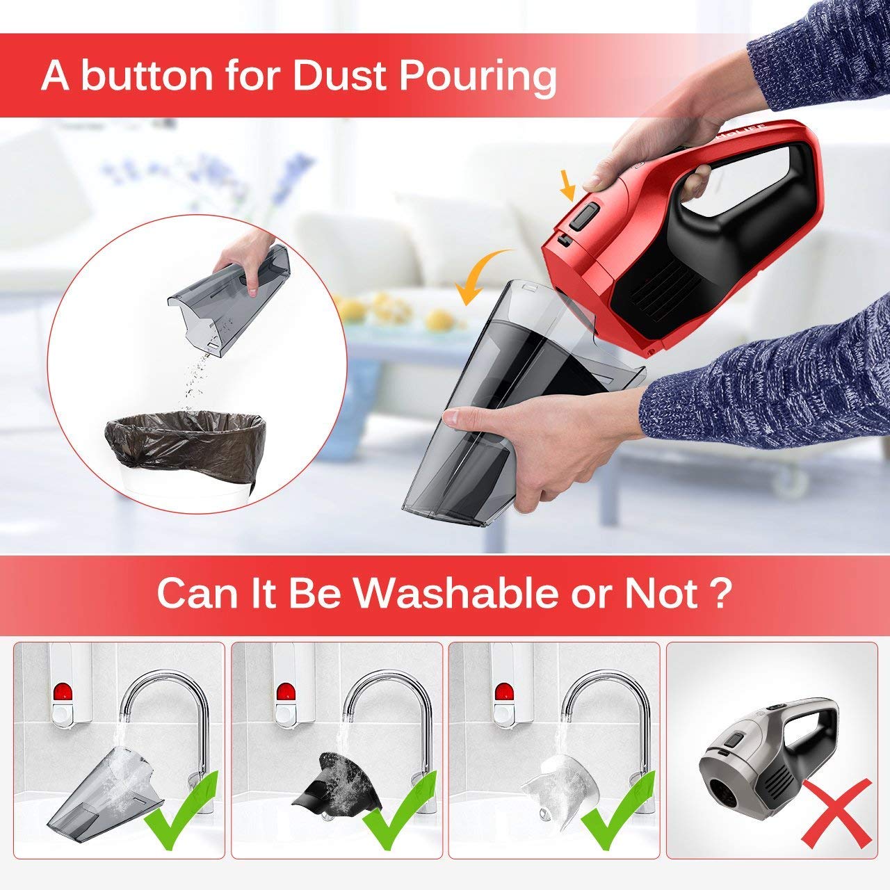 Vacuums & Floor Cleaning Machines HoLife Cordless Vacuum Cleaner with