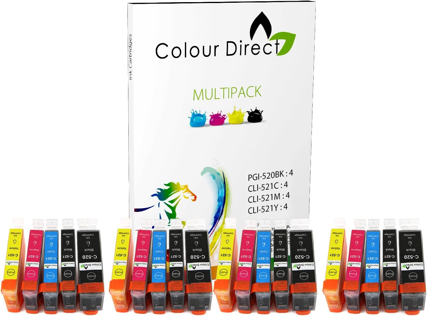 Colour Direct 20 Pack PGI-520 CLI521 Compatible Ink Cartridges For Canon Pixma iP3600 iP4600 iP4700 MP540 MP550 MP560 MP620 MP630 MP640 MP980 MP990 MX860 MX870 Printers