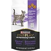 Purina Pro Plan Veterinary Diets Dental Bites Cat Treats, 1.8 oz Pouch | Crunchy bites with chicken and liver flavors; Help clean teeth, freshen breath, and control buildup of tartar in cats