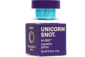 Unicorn Snot Body Glitter - Long-Lasting, Holographic Hi-Def Cosmetic Glitter for Face, Lip & Body - Glitter Lip Gloss, Metallic Eyeshadow Makeup - Iridescent Glitter,Finely Milled Sparkle, Blue(Pout)