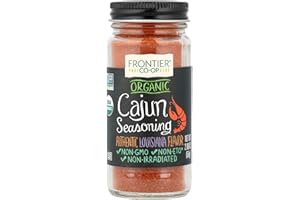 Frontier Co-op Organic Cajun Seasoning, 2.08-Ounce Jar, Authentic Louisiana Flavor For Southern Delicacies, Kosher, Non GMO