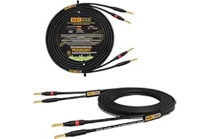 WORLDS BEST CABLES 8 Foot WBC-GOLD-LOCAP-SPKR-12 AWG - Low-Capacitance - Low-Inductance - High Purity OFC - Audiophile HiFi Speaker Cable Pair with Eminence Gold Banana Plugs