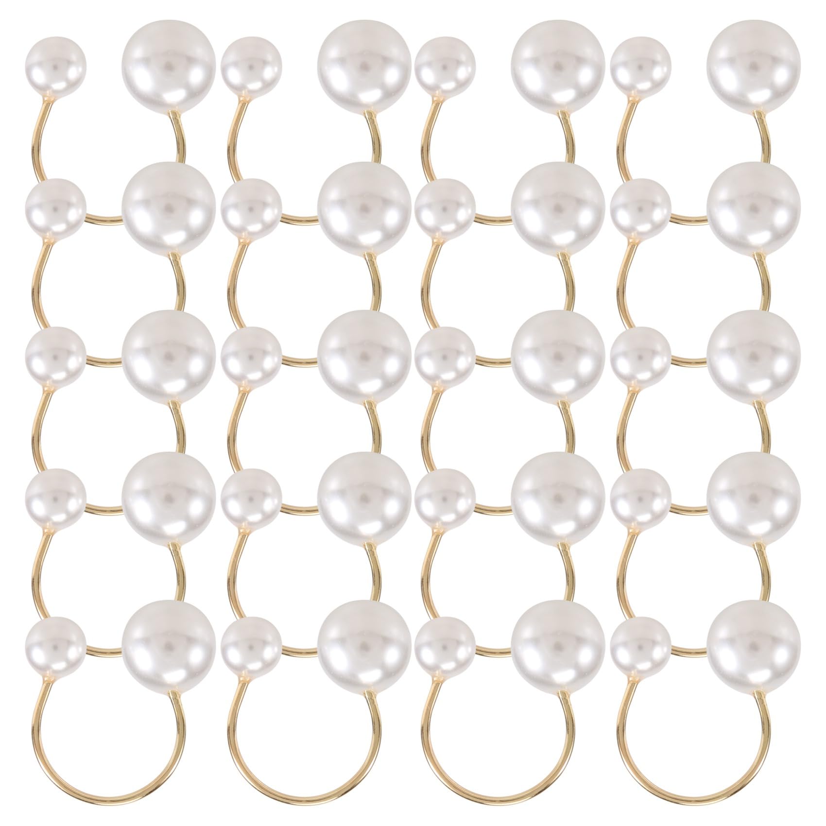 FTEYJEUIOTY 20Pack Pearl Napkin Rings Set Gold Napkin Buckles Metal Holiday Napkin Rings Holders Serviette Buckles for Table Decor