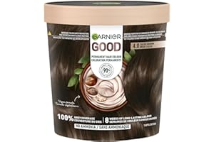 Garnier GOOD Permanent Hair Dye, 100% Grey Coverage, Ammonia-Free, Vegan Hair Colour, with Shea Butter Conditioner, Long-Last