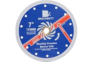 Super Thin Diamond Porcelain Saw Blade with X Teeth,BRSCHNITT 7 Inch (175mm) x Arbor 1"-7/8"-5/8" Angle Grinder Diamond Cutti