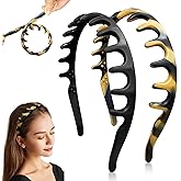 Chargenyang 2 Pack Silicone Zigzag Hair Band for Men and Women Elastic Wavy Hair Band, Women's Non-Slip Hair Comb Headbands, Suitable for Outdoor Sports, Everyday Wear