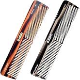 Kent 16T-16TG Fine Tooth and Wide Tooth Comb for Daily Grooming, Handmade Styling Comb for All Hair Types, Styling and Detangling Combs for Men and Women