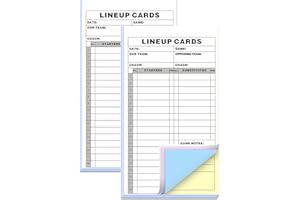 KINSONDER Baseball & Softball 4-Part Carbonless Lineup Card Book (4.5x8 in) | 18 Player Roster, 25 Sets | Staple-Reinforced B