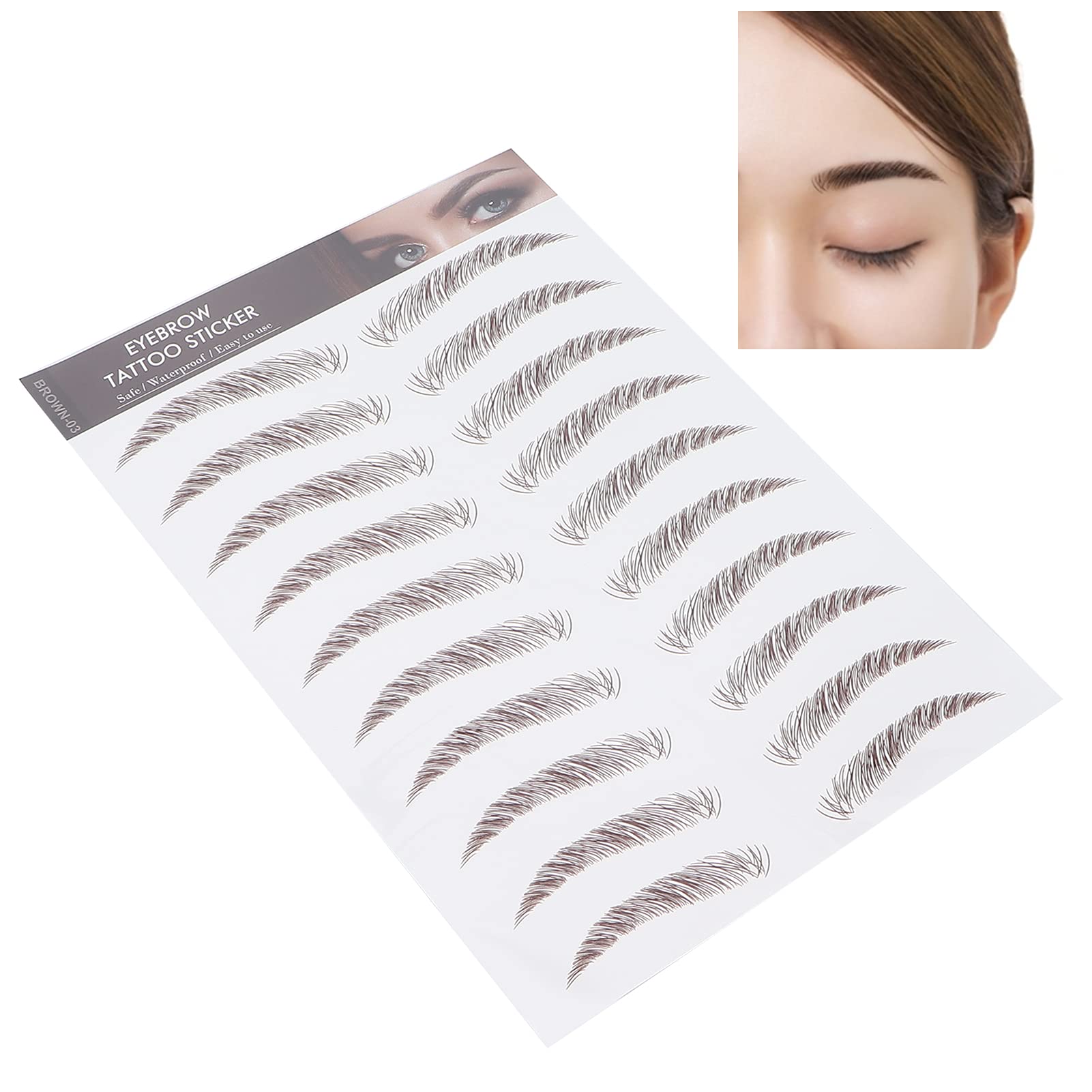 Eyebrow Transfers Stickers for Women & Girls –, Lasting, Peel-Off False Eyebrows in BROWN-03, Makeup Solution for -Looking Brows — image 1
