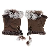 FakeFace Winter Warm Fingerless Faux Suede Fur Driving Glove Mitten for Women Girl Handwear