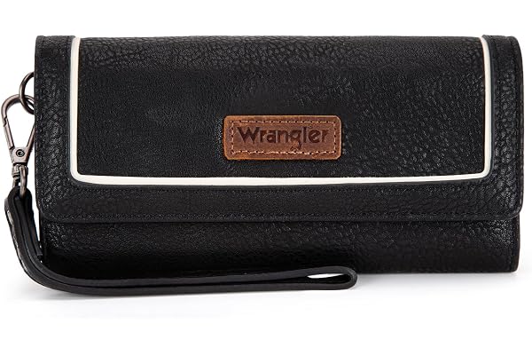 Wrangler Wallet for Women Phone Wristlet Wallet Ladies Felame Large Capacity Clutch Wallets with Coin Purse WG196-W057BK