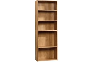 Sauder Beginnings 5-Shelf Bookcase, Bookshelf with Adjustable Storage Shelves, in Cinnamon Cherry finish