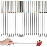 FYHJTRT 24PCS Fondue Forks - 9.45" Stainless Steel Color-Coded Skewers Heatproof Handles for Chocolate, Cheese, Marshmallows 