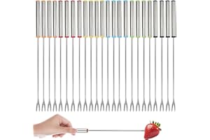 FYHJTRT 24PCS Fondue Forks - 9.45" Stainless Steel Color-Coded Skewers Heatproof Handles for Chocolate, Cheese, Marshmallows 